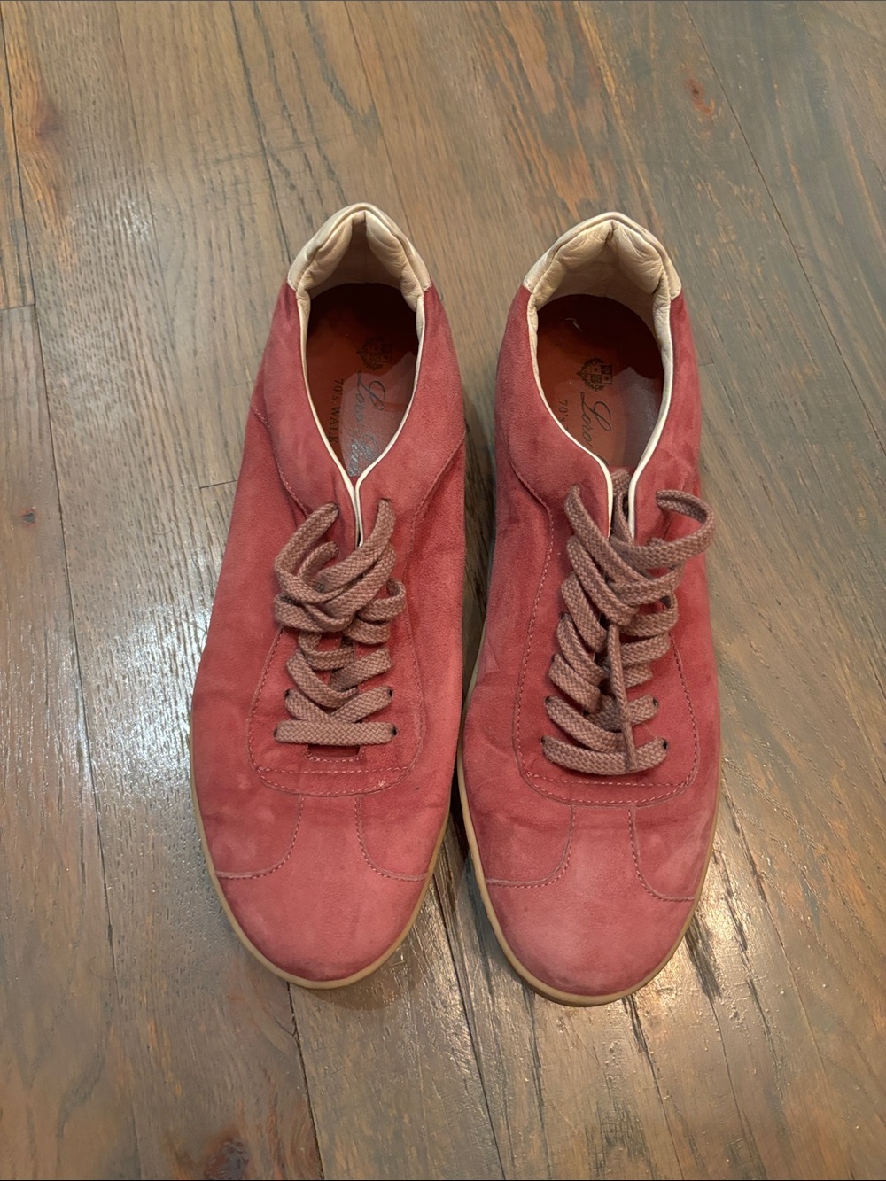 Womens LORO PIANA Suede Lace-Up Sneakers in Deep Red
